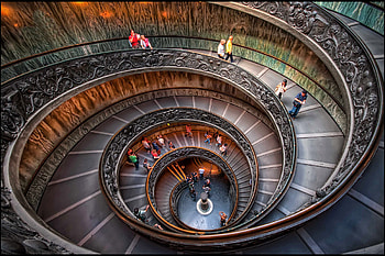 Spiral Staircase in Vatican City, Rome, rome, people, spiral, staircase HD wallpaper