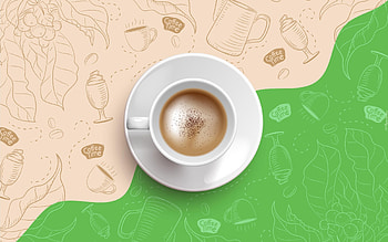 Coffee, beige, cup, green HD wallpaper