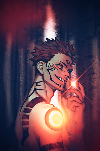 Ryomen Sukuna, heat, orange, art HD phone wallpaper