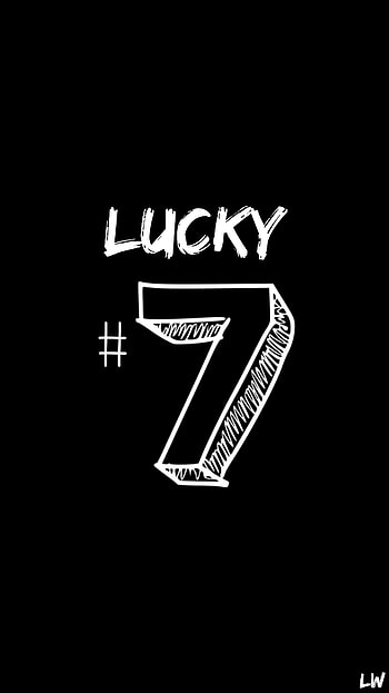 Lucky 7, monochrome graphy, luck, white and Black, drawing HD phone wallpaper