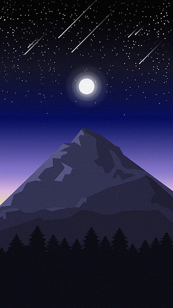 Landscape, Art, Night, Vector, Mountain HD phone wallpaper
