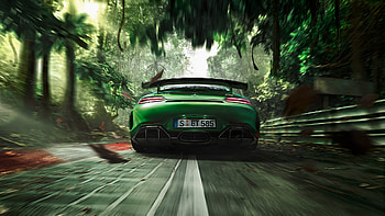 Green Mercedes Benz AMG GT R 2018 Rear, mercedes-amg-gtr, mercedes, cars, 2018-cars, behance HD wallpaper