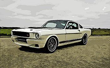 1965, Ford Mustang, , vector art, Ford Mustang drawing, creative art, Ford Mustang art, vector drawing, abstract cars, car drawings, Ford HD wallpaper