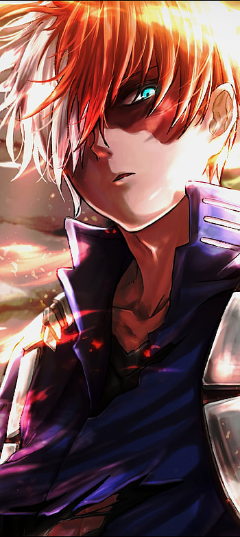 My Hero Academia, shoto, burn, my-hero-academia, art, ze, todoroki, fire, ice, anime HD phone wallpaper