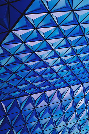 Vibrant blue geometric pattern with interlocking triangles for modern design. HD phone wallpaper