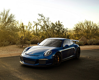 Blue car, sports, Porsche 911 GT3 RS HD wallpaper