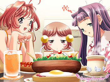 anime girls, anime, lunch, cute, funny, girls HD wallpaper