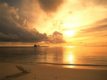 magical sunset, peaceful, ocean, sunset, beach HD wallpaper