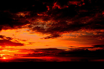 Sunset, Clouds, Horizon, Dark HD wallpaper