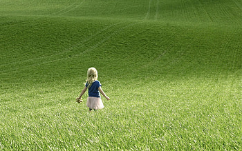 Grass, Miscellanea, Miscellaneous, Field, Girl, Stroll, Child HD wallpaper
