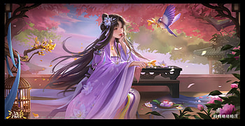 Fantasy girl, frumusete, pink, fantasy, bird, yiqian zhang, girl HD wallpaper