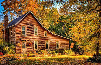 Log Cabin in the Cincinnati Nature Center, Nature, Autumn, , Cabin HD wallpaper