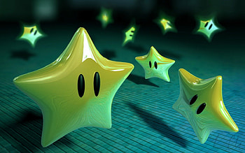 Mario Galaxy Stars, cute, stars, green, yellow HD wallpaper