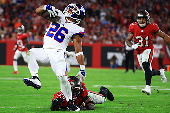 NY Giants vs Tampa Bay Buccaneers, Saquon Barkley HD wallpaper
