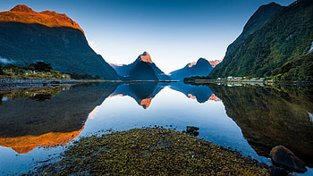 Morning view of Milford Sound, Piopiotahi, Fiordland National Park, New Zealand HD wallpaper