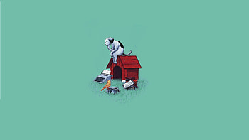 Art, Dog, Minimalism, Booth HD wallpaper