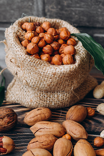 Food, Nuts, Bag, Shell, Sack, Hazelnut HD phone wallpaper