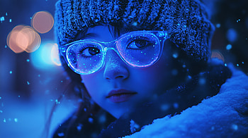 Winter Elegance: A Stunning of a Woman, woman, winter, snow, glasses, blue HD wallpaper