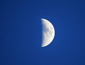 Moon, half, blue sky HD wallpaper