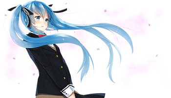 Hatsune Miku, blue eyes, ribbons, blue hair, girl, vocaloid, school uniform, anime girl, anime HD wallpaper
