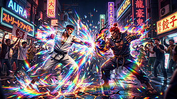 Street Fighter — Neon Showdown, Fighting Game, Martial Artist, Neon City HD wallpaper