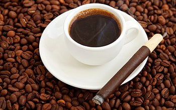 *** Cup of coffee and Cigarillo ***, cigaro, koffee, food, drink HD wallpaper