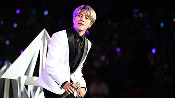 BTS Singer Jimin Is Wearing White Black Coat Suit Is Standing In Black Background BTS HD wallpaper
