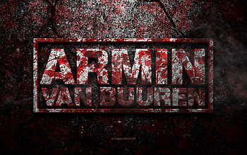 Armin van Buuren logo, grunge art, Armin van Buuren stone logo, red stone texture, Armin van Buuren, grunge stone texture, Armin van Buuren emblem, Armin van Buuren 3d logo HD wallpaper