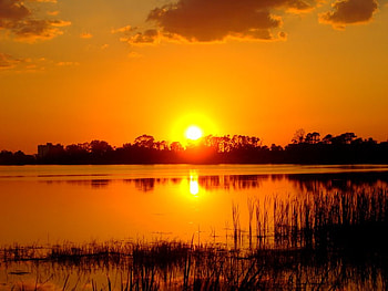 Lake, , Sunset HD wallpaper