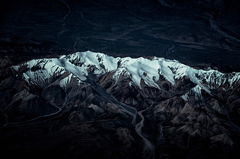 Mountains, Snow, View From Above, Vertex, Dark, Relief, Tops HD wallpaper