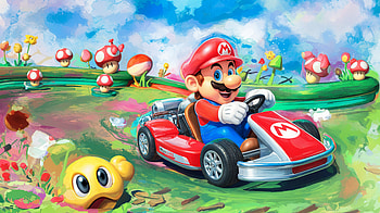 Mario Kart Adventure - Ultra, Mario Kart, kart racing, video game, colorful landscape, mushroom HD wallpaper