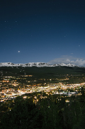 Cities, Trees, Sky, Mountains, Usa, View From Above, Night City, United States, Breckenridge HD phone wallpaper