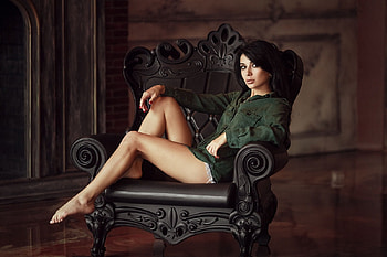 Beauty, sexy, chair, beautiful, girl, legs, shirt HD wallpaper