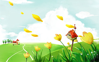 Landscape, Flowers HD wallpaper