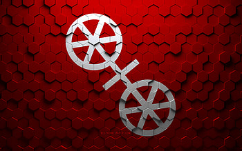 Flag of Mainz, honeycomb art, Mainz hexagons flag, Mainz, 3d hexagons art, Mainz flag HD wallpaper