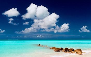 Tropical Beach, sea, clouds, sky, water, stones HD wallpaper