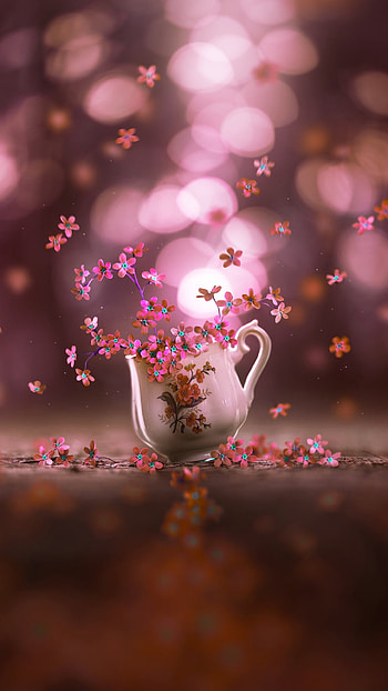 Flowers in vase, red, falling, pink, petal HD phone wallpaper