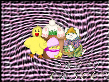 Happy Easter, cartoons, fun, rabbits, chicks, eggs HD wallpaper