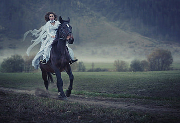 Lady, face, model, Horse HD wallpaper