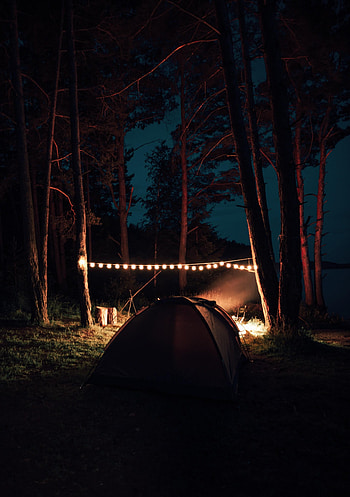 Night, Miscellanea, Miscellaneous, Garland, Coziness, Comfort, Camping, Campsite, Hike, Campaign HD phone wallpaper