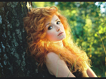 orange-haired girl, women, girl, orange, hair HD wallpaper