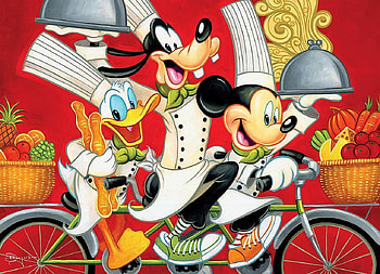 Dinner is coming!, mickey mouse, pluto, fantasy, red, disney, donald duck HD wallpaper