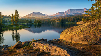 Dad’s Lake in the Wind River Range. Wyoming, hills, mountains, landscape, trees, sky, usa HD wallpaper