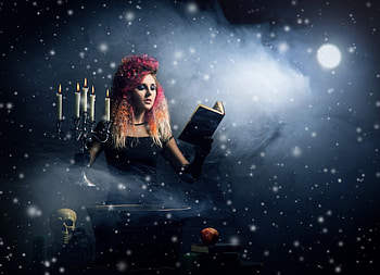 Witch Spellbook and Skull, Skull, Book, Witch, Moon HD wallpaper