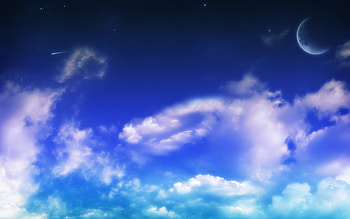 shooting star, blue, colorful, beauty, star, cg, clouds, space, nature, sky HD wallpaper