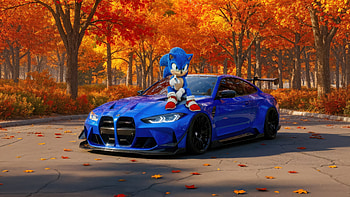 Sonic The Hedgehog Sonic Bmw M4, sonic-the-hedgehog, sonic, bmw-m4, bmw, car, movies, artwork, art, digital-art HD wallpaper