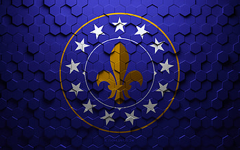 Flag of Louisville, Kentucky, honeycomb art, Louisville hexagons flag, Louisville, 3d hexagons art, Louisville flag HD wallpaper