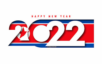 Happy New Year 2022 North Korea, white background, North Korea 2022, North Korea 2022 New Year, 2022 concepts, North Korea, Flag of North Korea HD wallpaper