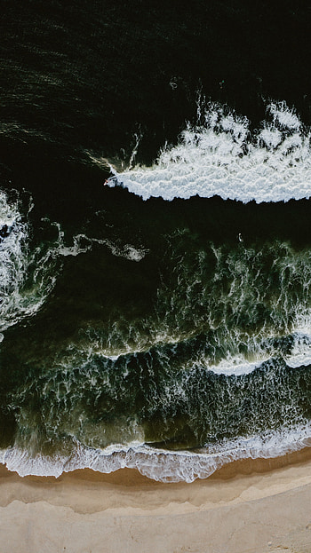 Nature, Sea, Waves, Beach, View From Above, Surf HD phone wallpaper