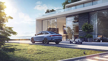 Countryside house, XPeng P5 sedan HD wallpaper